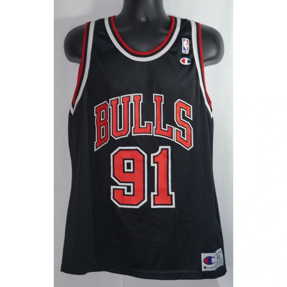 Dennis Rodman Chicago Bulls Champion Jersey Vintage Rare L 44 - Picture 1 of 9